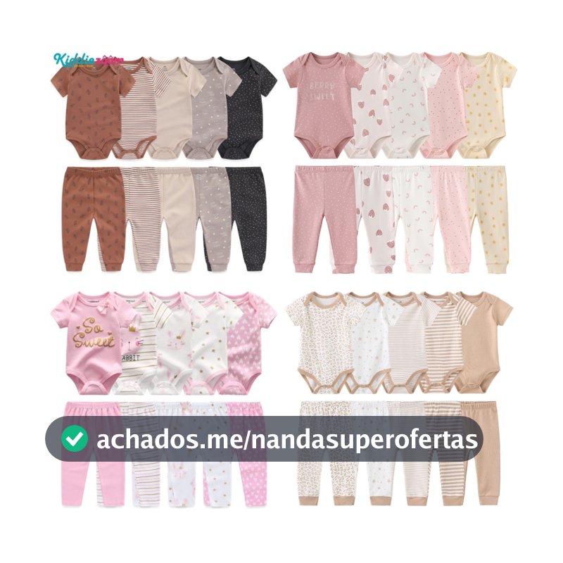 Kiddiezoom 10 Peças Conjunto De Roupas De Bebê Algodão Macio Menino Menina Bodysuits + Calças Roupa Infantil Presente