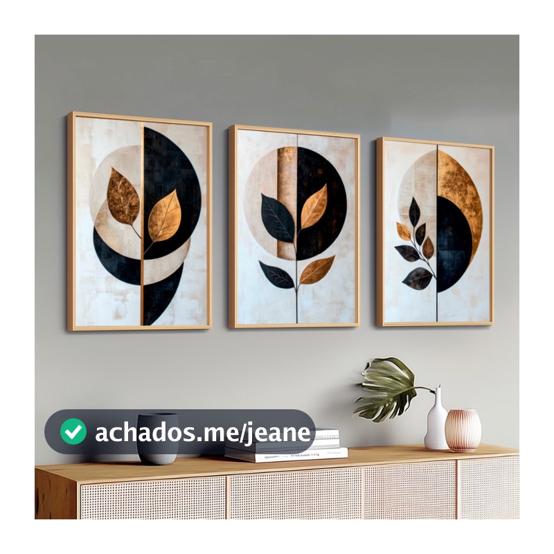 Kit 3 Quadros Decorativos Com Moldura 40X60 cm Para Sala Hall e Escritório