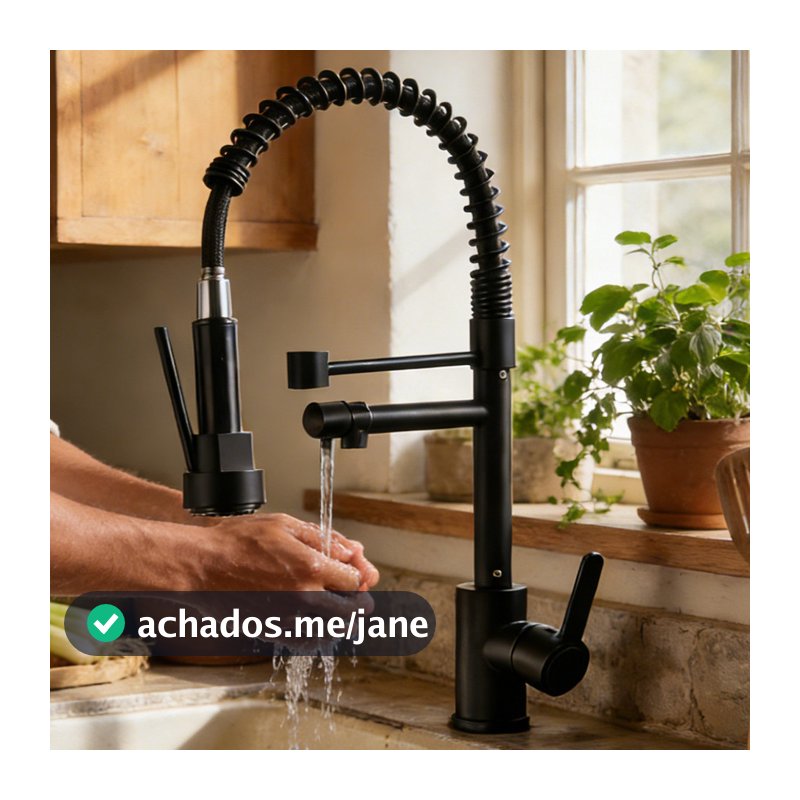 Torneira De Cozinha Gourmet Alça Única Com Extensor De Spray Tubo De Água Flexível Superior Prateado Para Ajuste