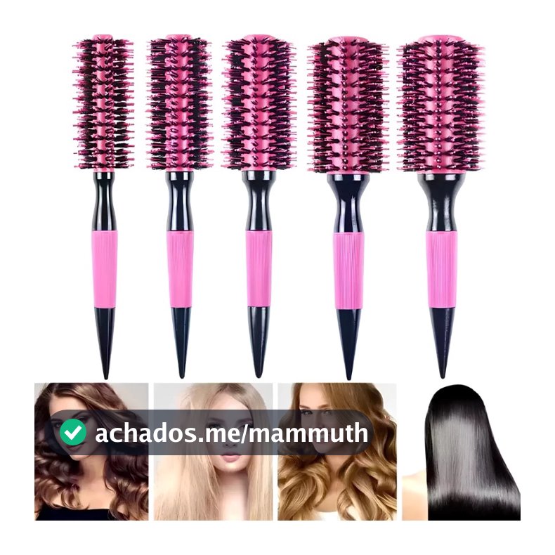 Escova Térmica de Cabelo com Cerdas de Javali – Secagem Rápida e Modelagem Profissional
