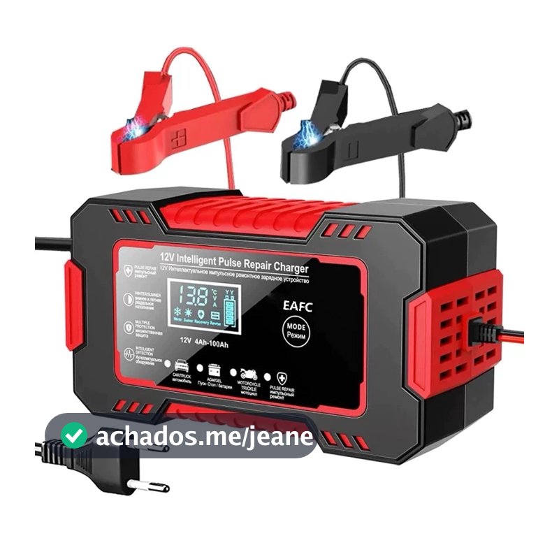 Carregador de Bateria 12V Inteligente Mazzilli – LCD, 15AH a 100AH, Carrega Carro e Moto REAL