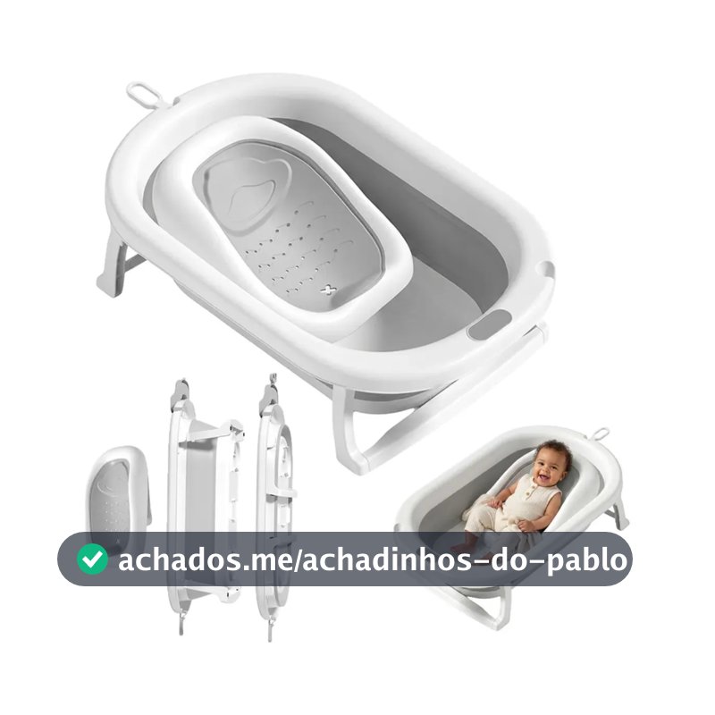Banheira de Bebe Infantil Dobrável Portátil Enxoval Encosto Antiderrapante Pipdip