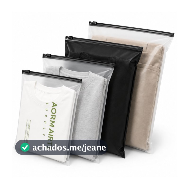 Saco Zíper Preto Fosco Ideal Para Roupas E Acessórios 10/20/50 Unidades Saco com Ziper Roupas