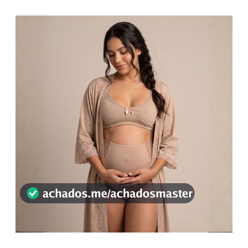 KIT Robe + Sutiã Amamentação em Microfibra + Calcinha Galena Maternidade.