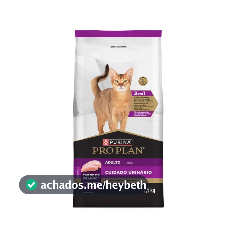 Ração para gato Purina Pro Plan Cuidado Urinário Gato Adulto Frango 7,5 Kg Trato Urinário