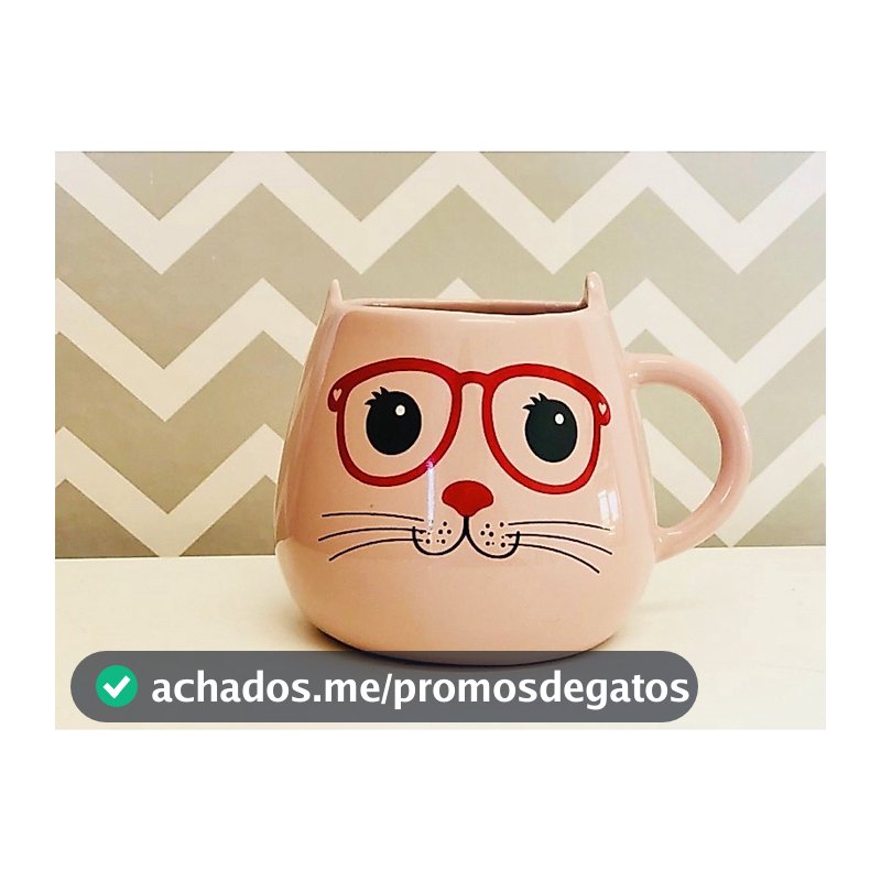 Caneca Gato Rosa Carinhas 500ml Porcelana Fofa Presente Criativo Café Chá
