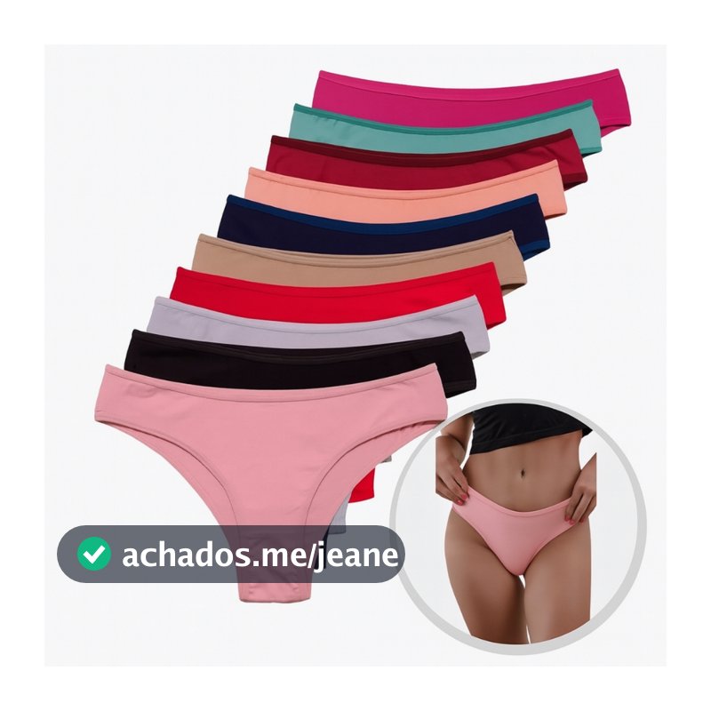 Kit 5 Calcinha Feminina 100% Algodão Básica Lisa Tanga Microfibra Confortável