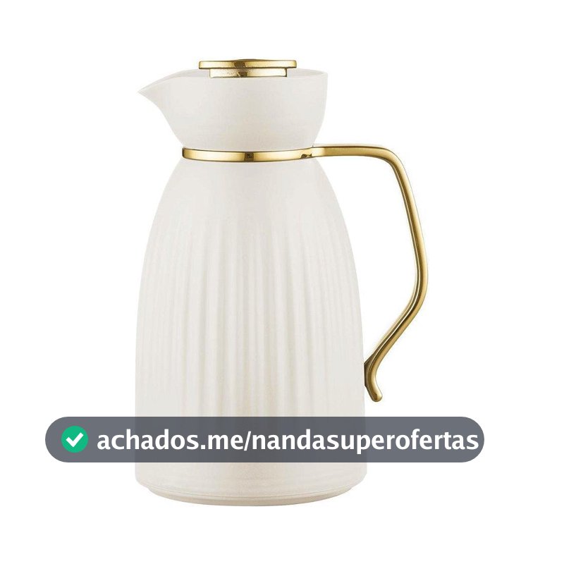 Garrafa Térmica Jade Bege E Dourado Click Tuut 1 Litro Com Design Sofisticado