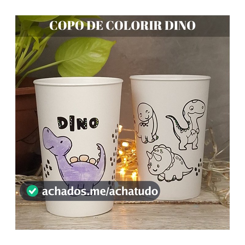 Copo Para Colorir Dinossauro Lembrancinha Festa Infantil Lembrancinha de Aniversário Dinossauros.