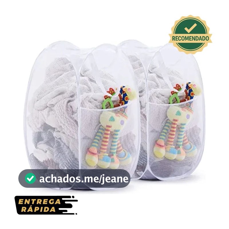 Cesto Nylon Roupa Suja Leve Pop-Up Dobrável Ventilado Grande Capacidade Portátil Envio Imediato