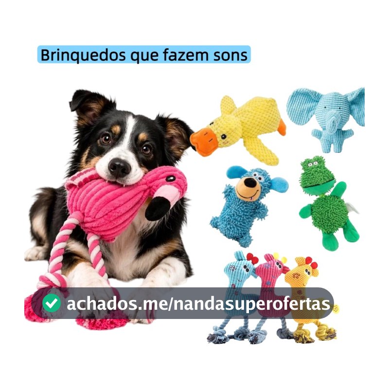 Brinquedo de Pelúcia  Estridente para Cães e Gatos - Resistente à Mordida com Som para Limpeza Dental e Diversão