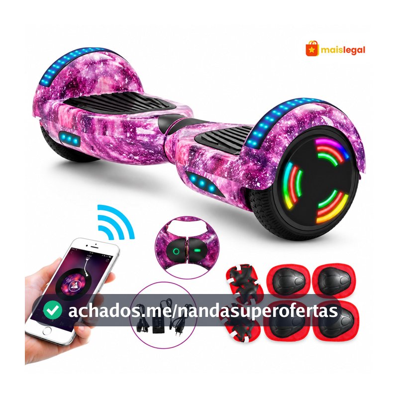 Overboard Infantil 6.5" - Skate Elétrico com Caixa de Som Bluetooth e Bateria Longa Duração