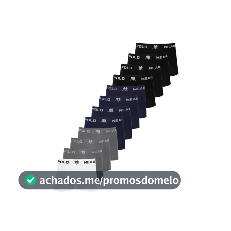 Kit 12 Cuecas Boxer Masculinas Polo Wear Sortido