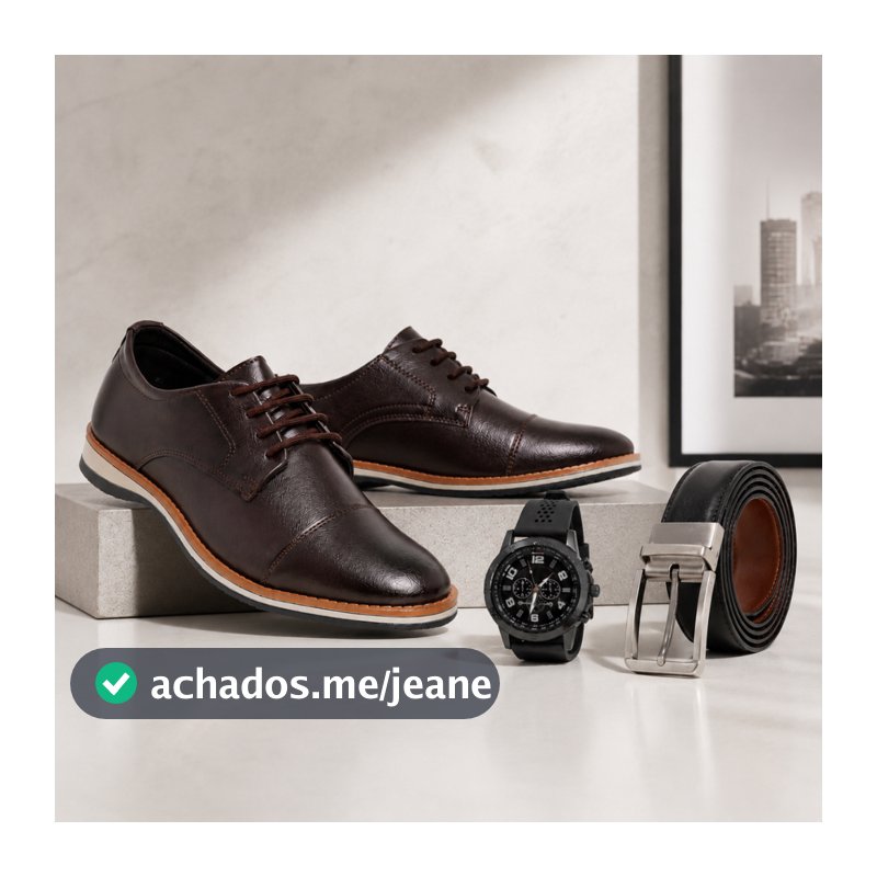 Sapato Social Masculino Oxford Ingles Kit Presente Leve Elegante Confortável Premium  Solado Borracha Relógio e Cinto