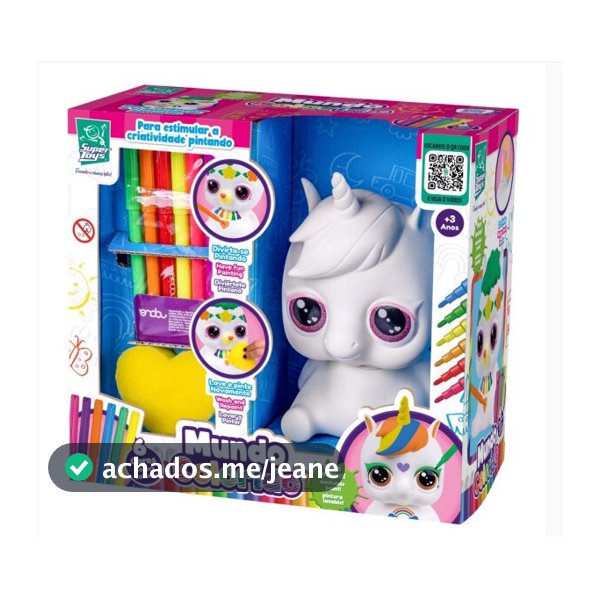 Brinquedo Cofre Mundo Colorido Unicórnio Para Pintar Cor Branco