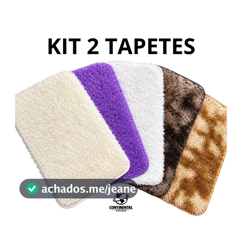 Jogo 2 Peças Tapete Felpudo 39x59cm Poliéster Macio Decoração Quarto