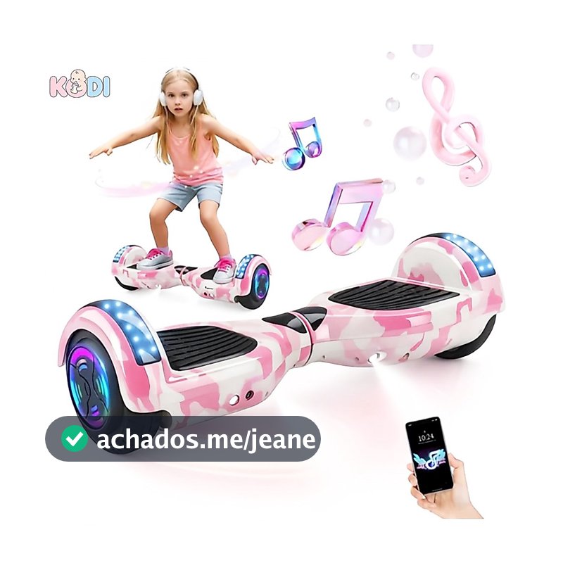 Hoverboard Infantil 6.5" com LED + Bluetooth | Diversão com Luzes Coloridas e Música -P10