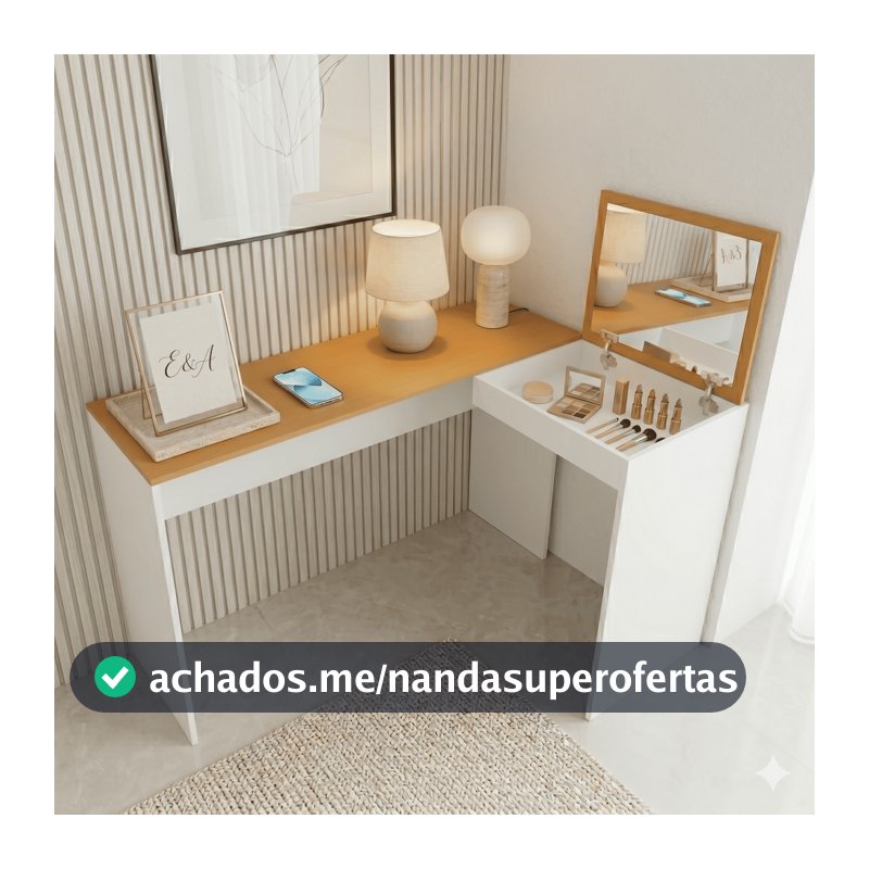 ENVIO FULL - Penteadeira Camarim Escrivaninha em L Moderna com Espelho