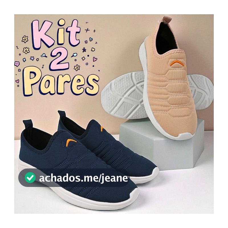 Kit 2 Pares Tênis Calce Fácil Meia Macio Esportivo Antiderrapante Feminino Masculino