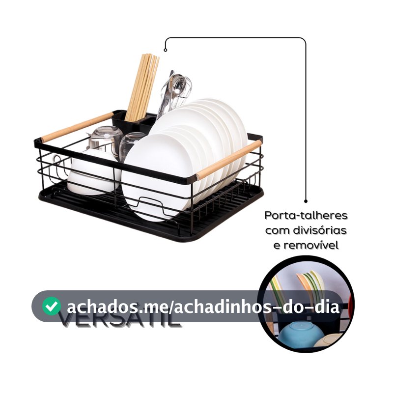 Escorredor De Louças Para Cozinha Com Porta Talher Removível Brinq Lar
