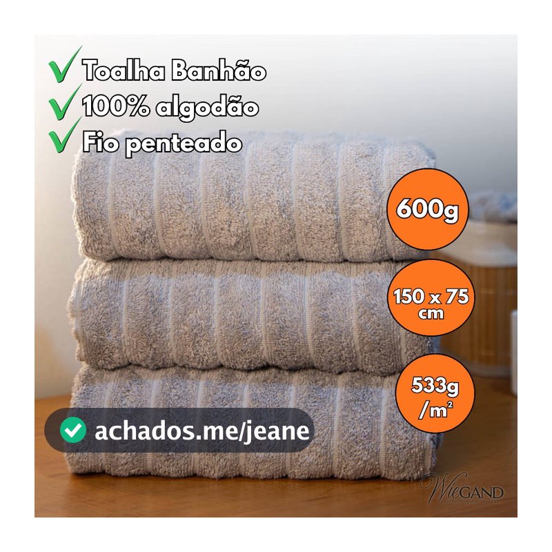 Kit 3 Toalhas Banhão/Banho Gigante Wiegand Requinte – Luxo, Conforto e Alta Absorção 600g | 75x150cm