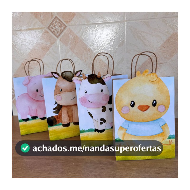 Kit Sacolas kraft sacolinha surpresa fazendinha fazenda aquarela  personalizada