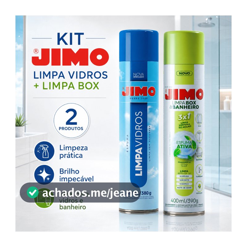Kit JIMO Limpa Vidros Limpa BOX e BANHEIRO Spray 400ml