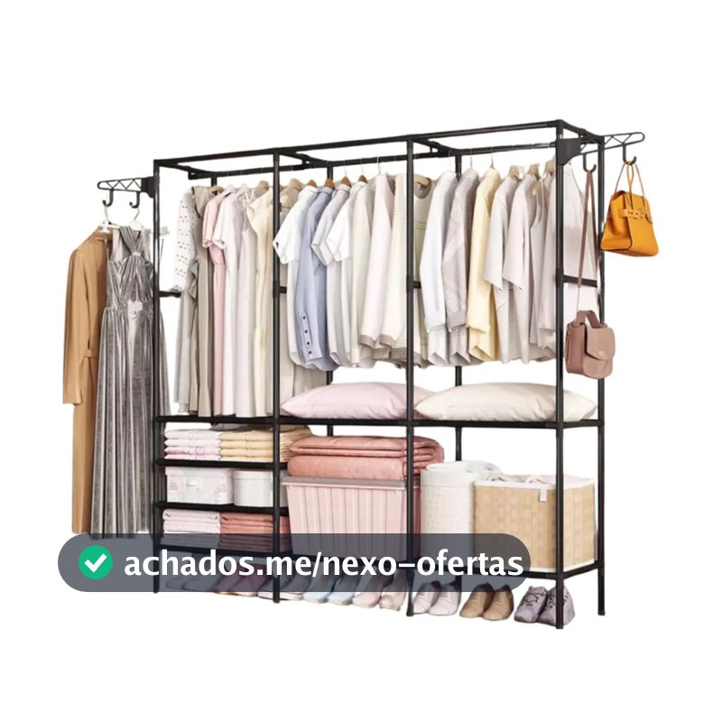 Guarda Roupa Portatil Arara Multifuncional Desmontavel Arara De Roupa Cabideiro Chão Sapateira Rack Organizador Multiuso