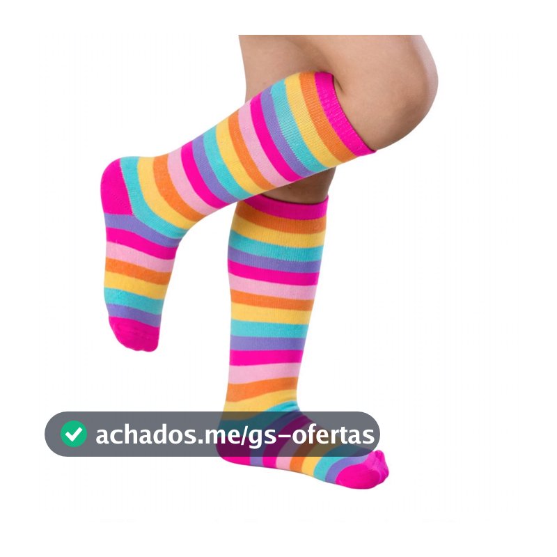Meia Infantil Menina 3/4 Algodão Cano Longo Meia Maluca Escola Listrada Colorida Estampada Para bota, galocha 1-6 Pares