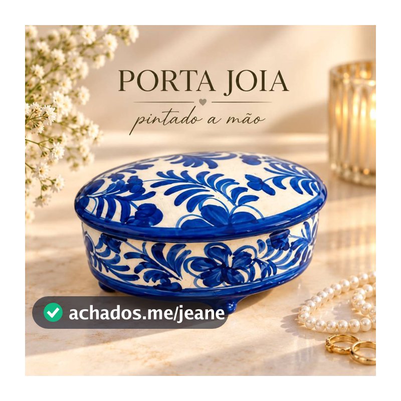 Porta Joia de Ceramica Pintado a Mão Artesanal