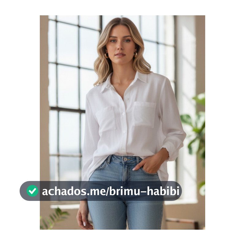 Camisa Social Feminina Blusa Manga longa Estilosa Casual Confortavel Linho Alfaiataria Com Bolsos Fresca Branca Elegante