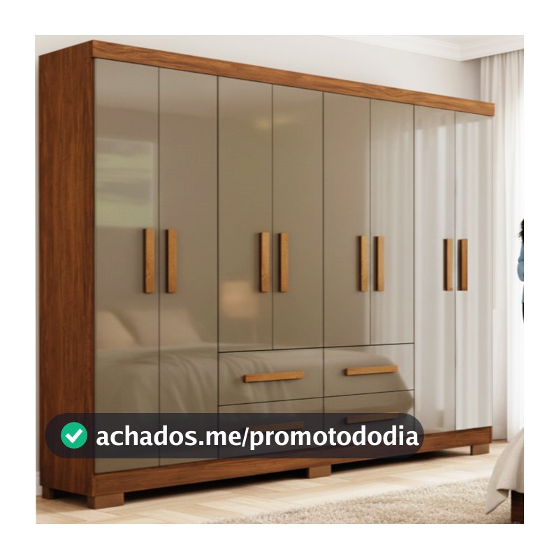 Guarda Roupas Casal Grande 8 Portas 4 Gav. Com Pés Moderno Marrom