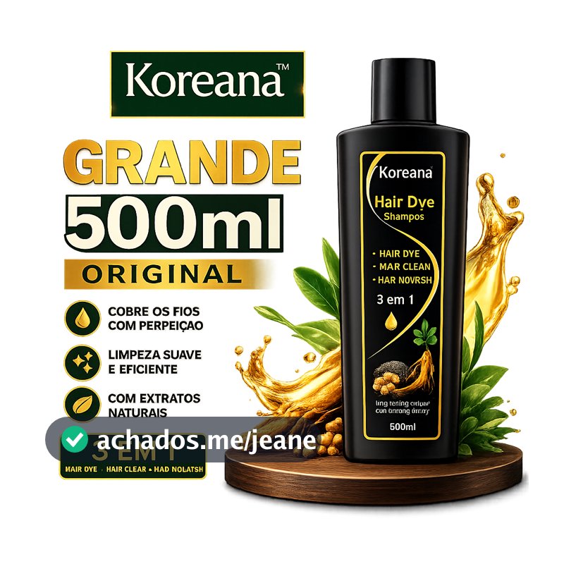 Shampoo Tonalizante Koreana 3 em 1 – 500ml | Cobre os Brancos em Minutos!