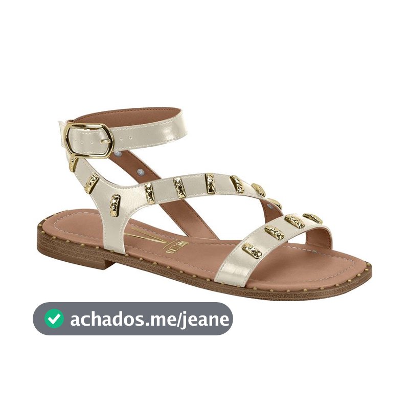 SANDÁLIA FEMININA RASTEIRA VIZZANO ORIGINAL LINDA E CONFORTAVEL RASTEIRINHA FLAT COM METAIS DOURADO