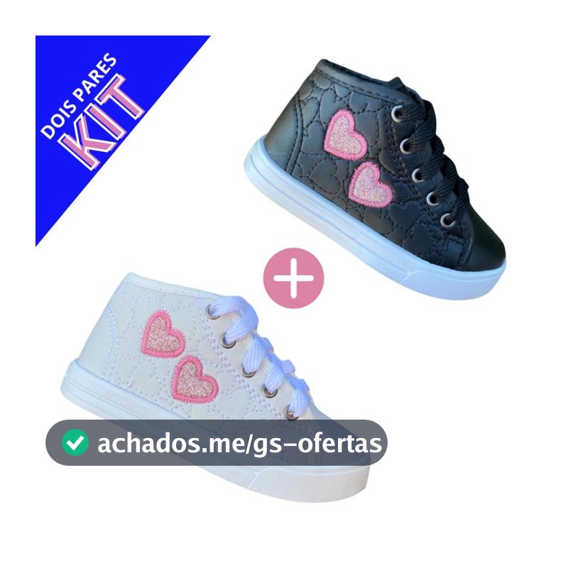Kit 2 Pares Tenis infantil menina virginia barato gratis estiloso modinha feminino