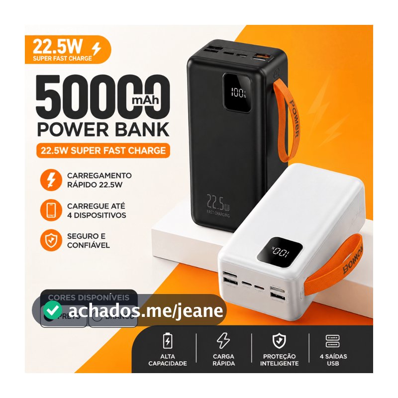 Carregador Portátil grande 50000mah/30000mah/2000mah/10000mah Turbo 22,5W PD carregamento ultrarrápido