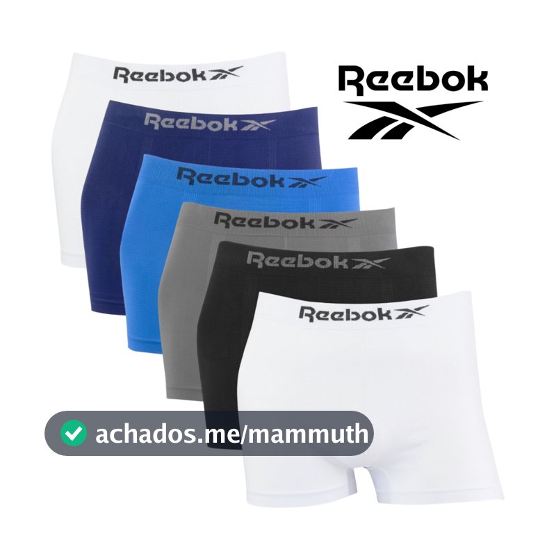 Kit 6 Cuecas Boxer Reebok Masculina Original Lisa Microfibra