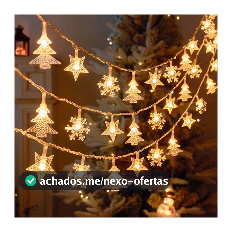 22M Cordão de Luz Solar LED Natal Estrela Floco de Neve Árvore Decoração para Jardim e Varanda