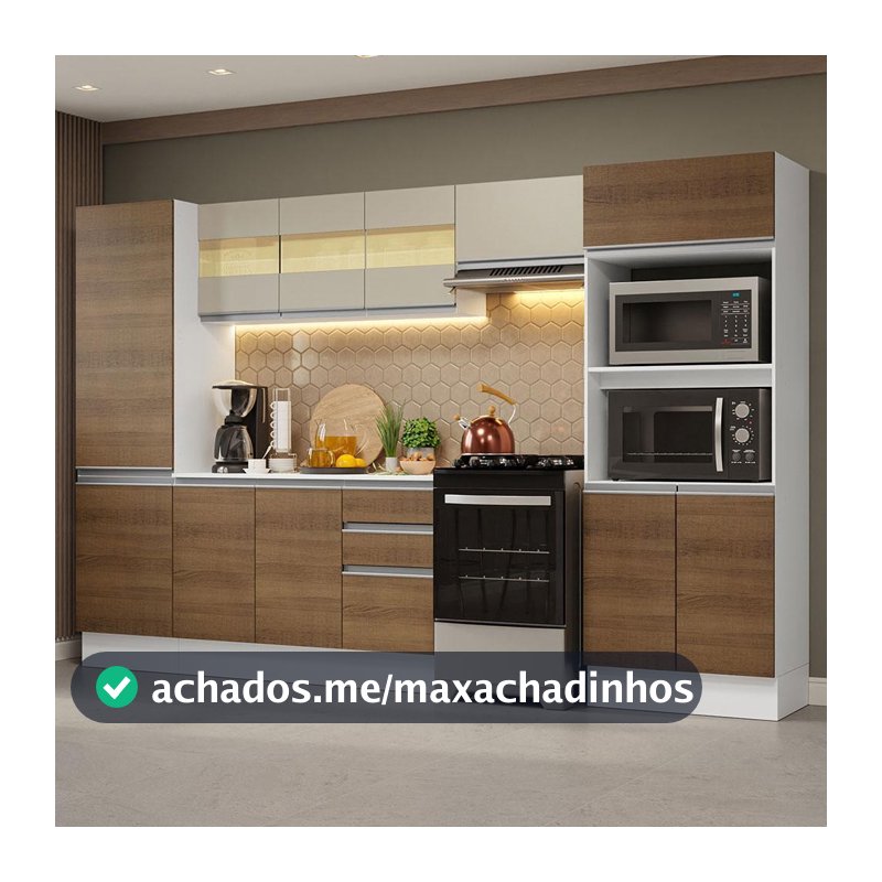 Armário de Cozinha Completa 100% MDF 300cm Smart Madesa 03