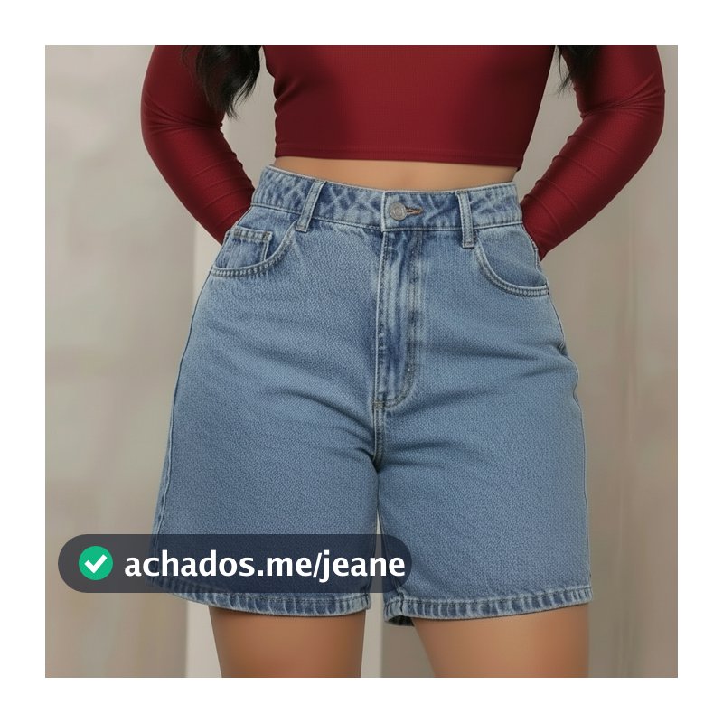 Bermuda Feminina Mom Jeans Premium Bolsos Funcionais Cintura Alta Modelagem Confort Casual