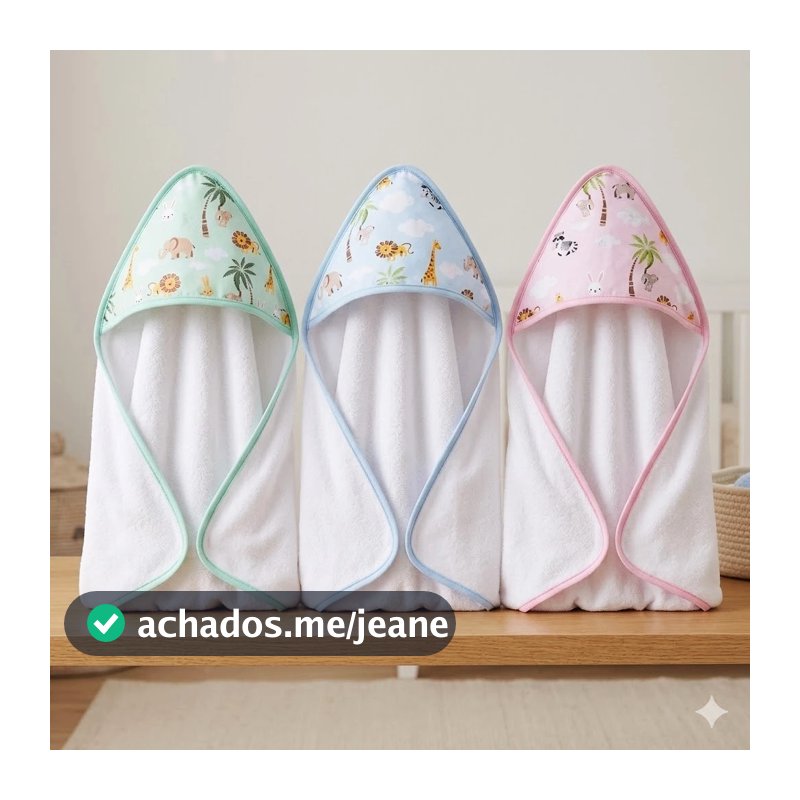 Toalha de Banho Felpuda para Bebê com Capuz