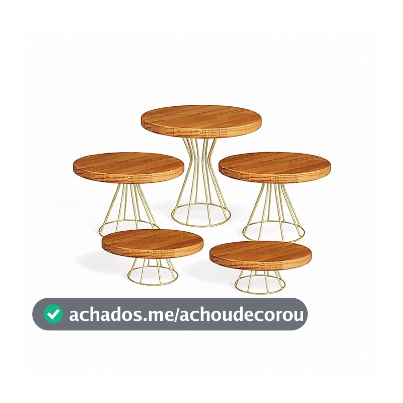 Kit Bandejas Suporte para Bolo Doces Boleira Tampo Madeira para Decoração Festas Buffet Aniversario