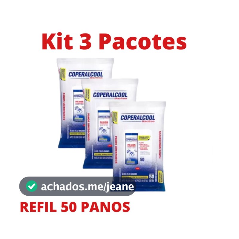 3 Pacotes  Lenços Panos Umedecidos Cuidado Para as Mãos Álcool Coperalcool ( 3 x 50 Unidades )