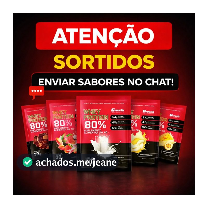 Kit 5 Sachês Whey Protein Concentrado 30g Original 80% Proteína | Pós Treino Vários sabores Sortidos