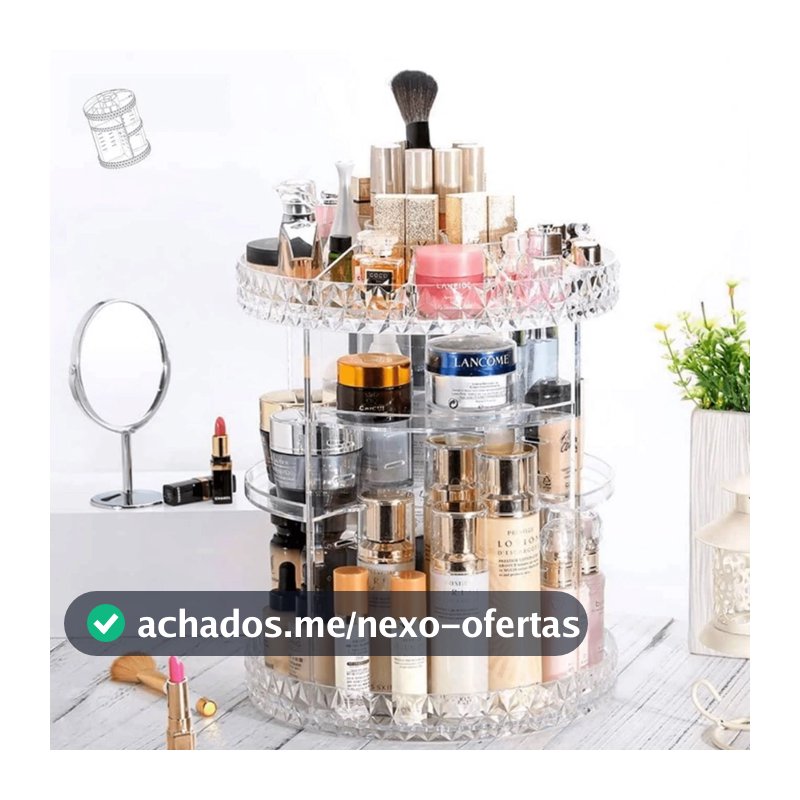 Organizador de maquiagem Acrílico  Giratório 360º Suporte Para Cosméticos