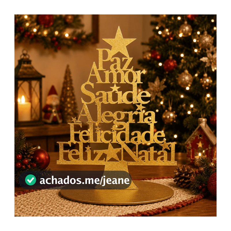 Árvore de Natal Enfeite de Madeira para Mesa Paz Amor Saúde (Disponível em 3 Cores)