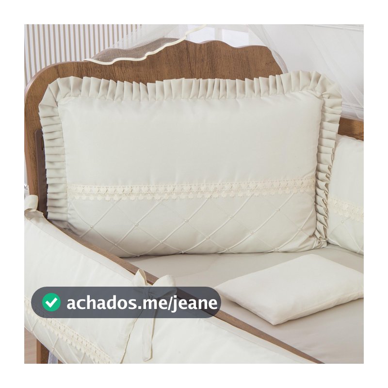 Kit Berço Bebe Luxo 10 Peças Peróla Palha Berço Americano Padrão opções pérola ou sem perolas Capas Ziper Removíveis
