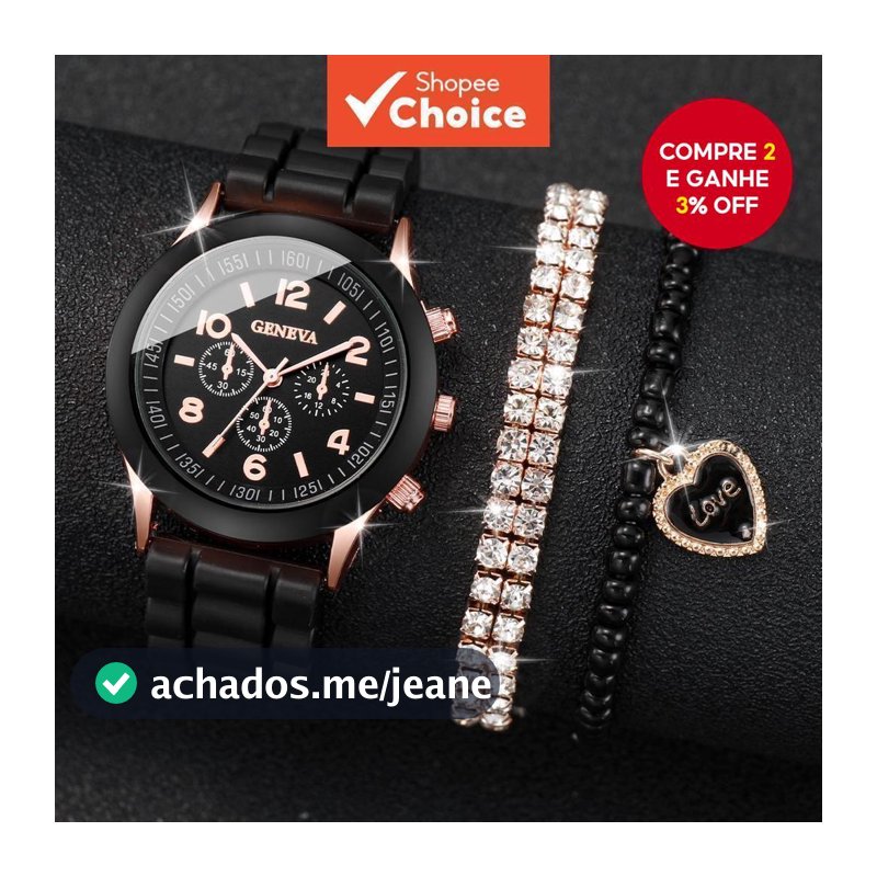 Relógio De Quartzo Com Pulseira De Silicone De Corações De Cristal Moda À Prova D'água Para Mulheres , Meninas , Festa D