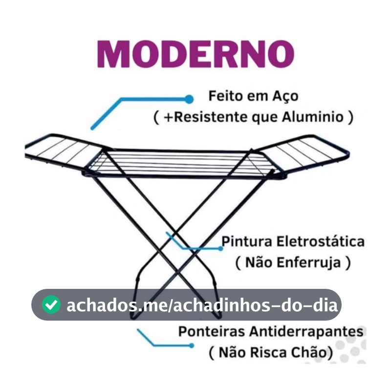 Varal De Chão Com Abas Dobrável Aço Secalux 12kg Varal de Apartamento Retratil