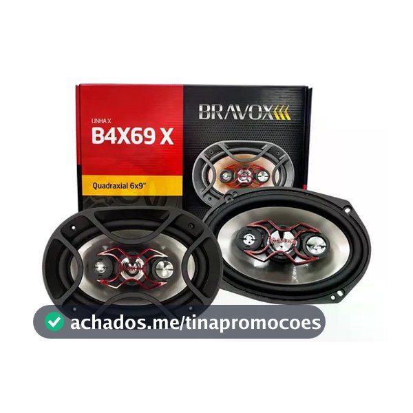 Alto Falante 6x9 Polegadas Bravox 140w Rms B4x69-x Quadriaxial Preto/prata
